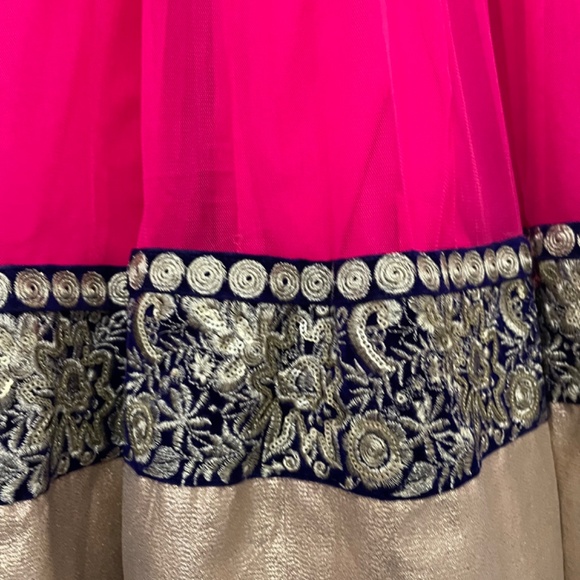Pink and Blue Anarkali - Picture 5 of 6